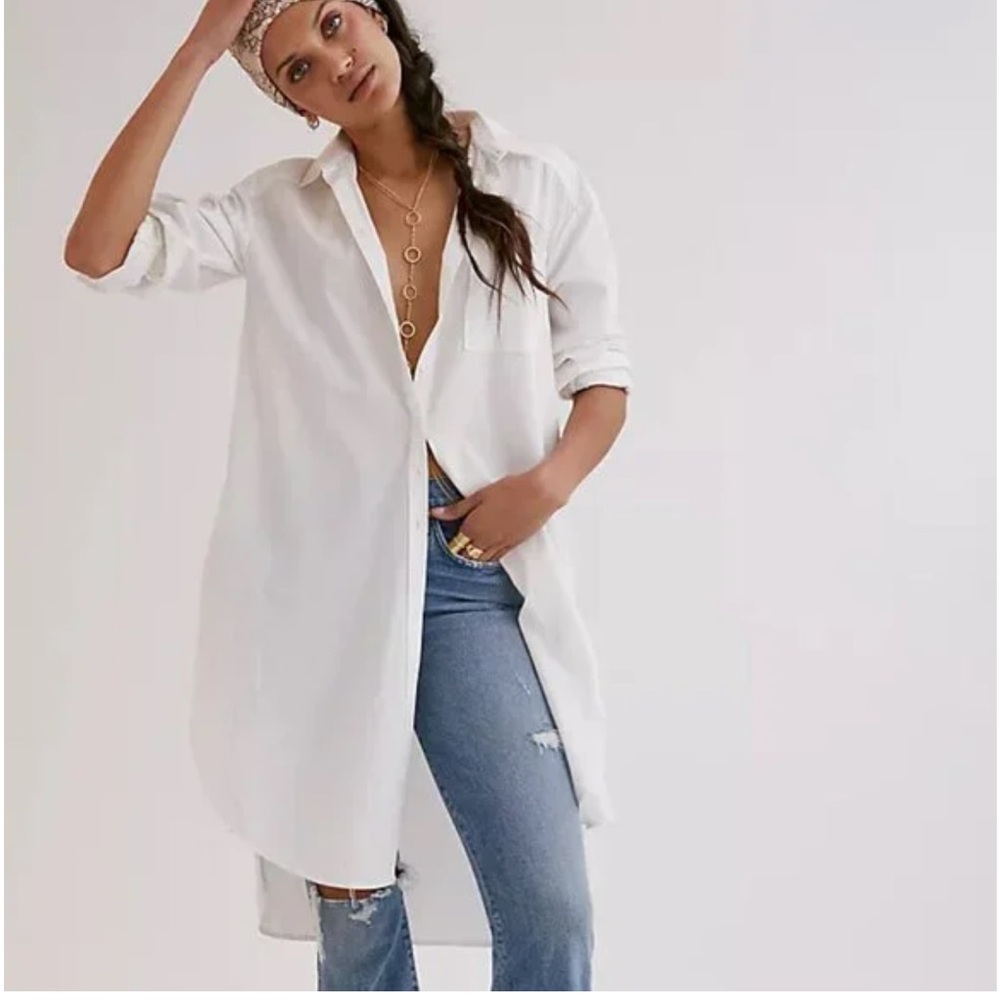 🕊️Anthropologie Maeve Maxi Tunic Buttondown White Shirt -NWT, Sz XXL